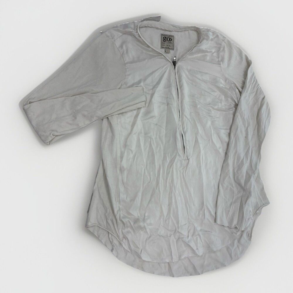 Go Silk Top Womens Size Small Quarter Zip Long Sleeve Silk Blend